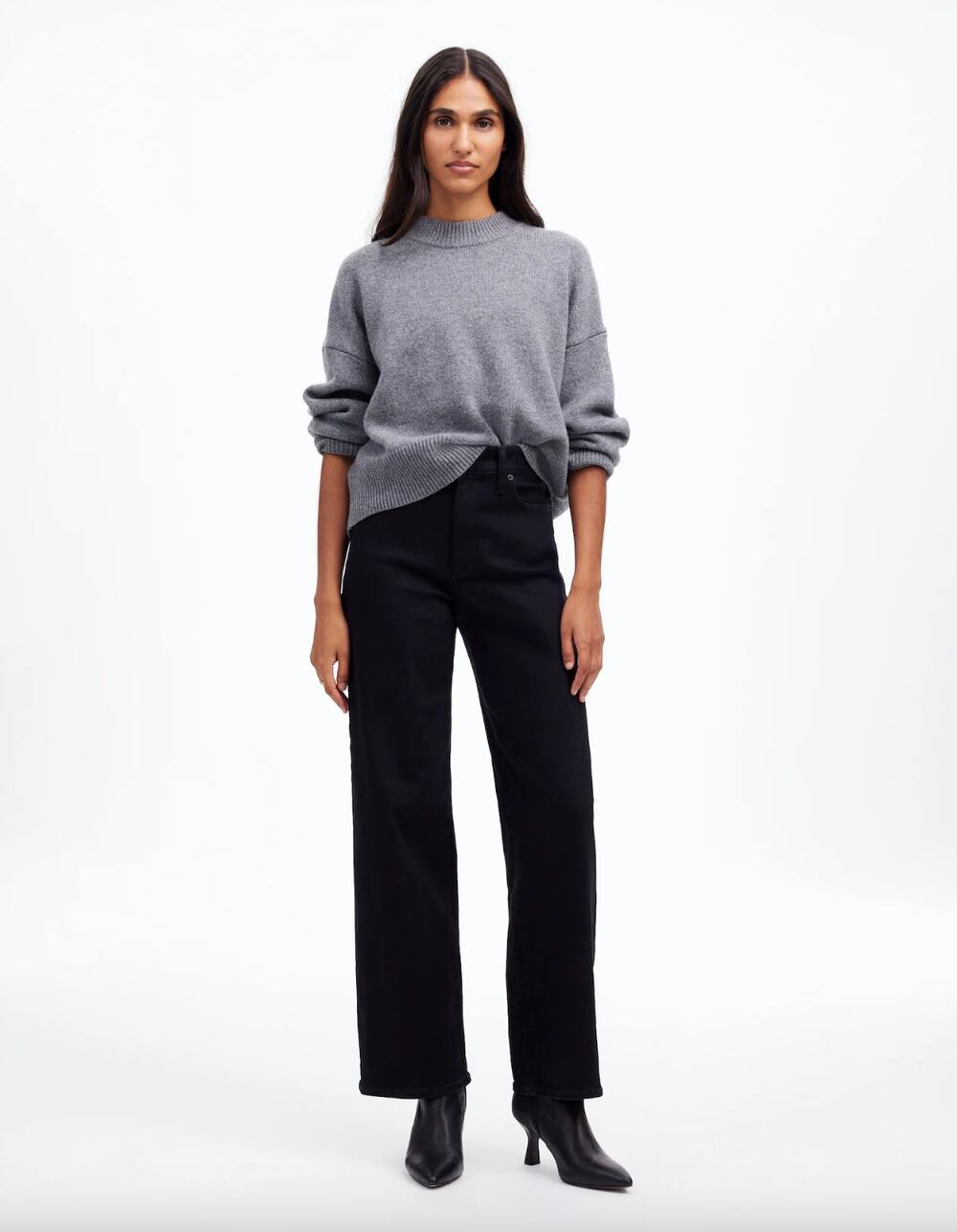 Madewell The Petite Perfect Vintage Wide Leg Jean Black Rinse Wash US 26P NWT